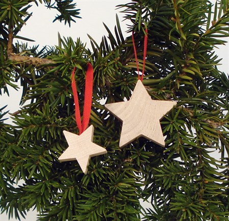 Stjärna mini natur, rött band.